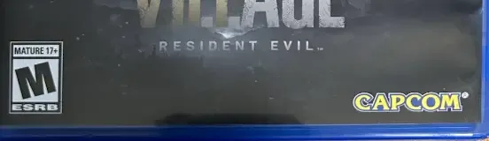 Resident Evil Village, the ESRB box on its front