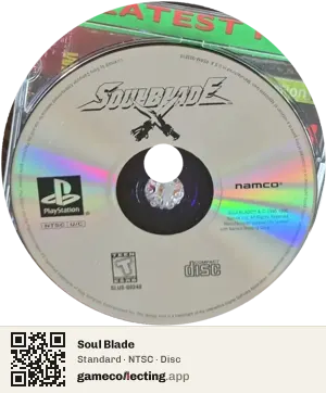 Soul Blade PlayStation, NTSC disc