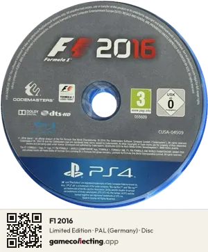 F1 2016 PlayStation 4, PAL disc