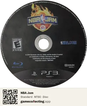 NBA Jam PlayStation 3, NTSC disc