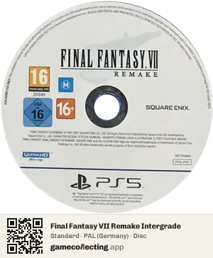 Final Fantasy VII Remake Intergrade PlayStation 5, PAL disc
