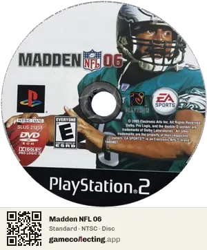 Madden NFL 06 PlayStation 2, NTSC disc
