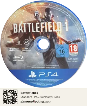 Battlefield 1 PlayStation 4, PAL disc