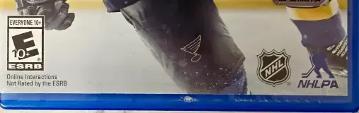 NHL 17, the ESRB box on its front