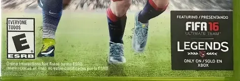 FIFA 16, the ESRB box on its front