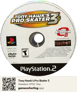 Tony Hawk's Pro Skater 3 PlayStation 2, NTSC disc