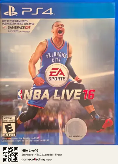 NBA Live 16 PlayStation 4, Canada box front