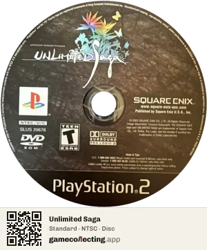 Unlimited Saga PlayStation 2, NTSC disc