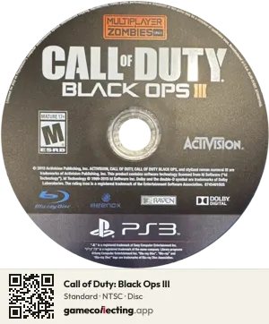 Call of Duty: Black Ops III PlayStation 3, NTSC disc