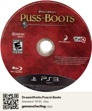 DreamWorks Puss in Boots PlayStation 3, NTSC disc