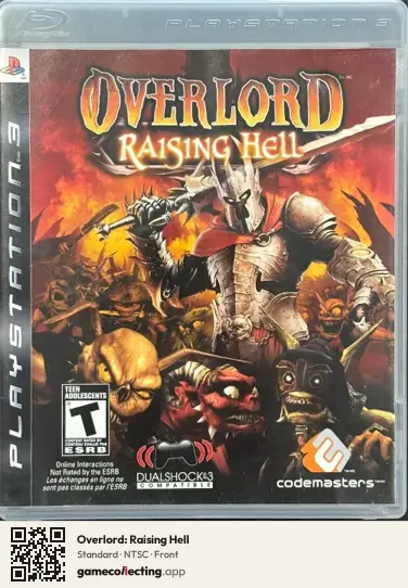 Overlord: Raising Hell PlayStation 3, NTSC box front