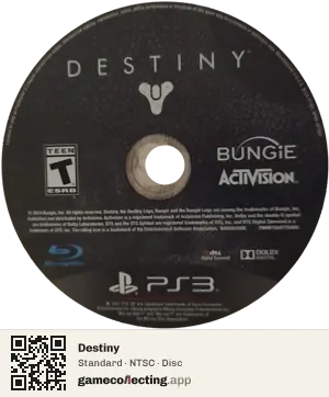Destiny PlayStation 3, NTSC disc