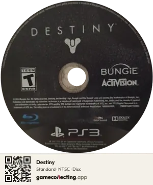 Destiny PlayStation 3, NTSC disc