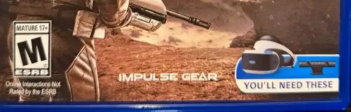 Farpoint, the ESRB box on its front