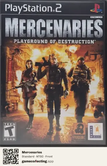 Mercenaries PlayStation 2, NTSC box front