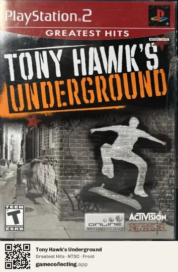 Tony Hawk's Underground PlayStation 2, NTSC box front