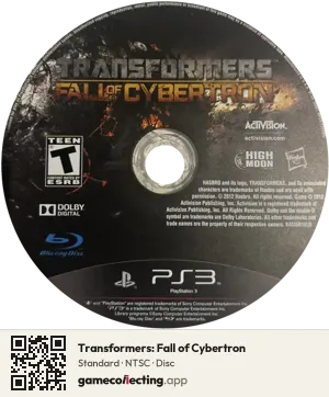 Transformers: Fall of Cybertron PlayStation 3, NTSC disc