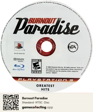 Burnout Paradise PlayStation 3, NTSC disc