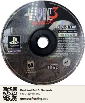 Resident Evil 3: Nemesis PlayStation, NTSC disc