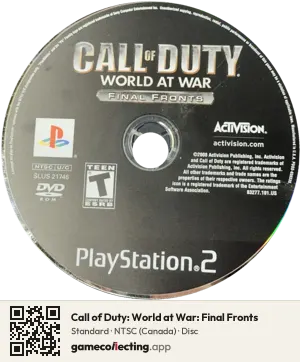 Call of Duty: World at War: Final Fronts PlayStation 2, NTSC disc