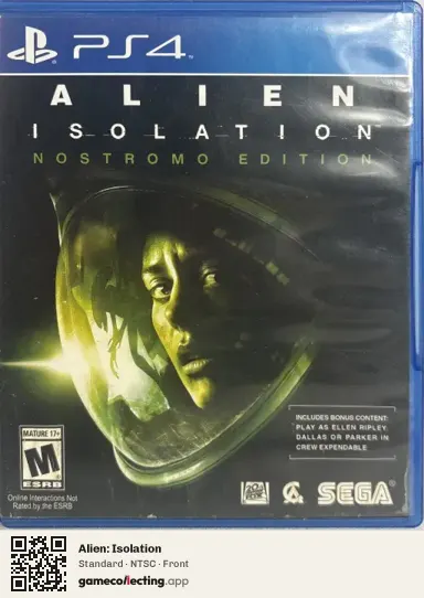 Alien: Isolation PlayStation 4, NTSC box front