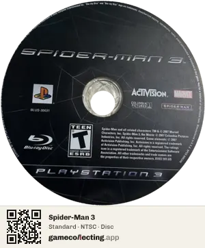 Spider-Man 3 PlayStation 3, NTSC disc