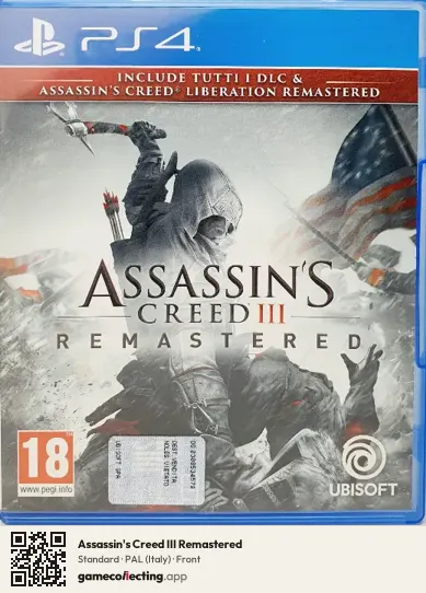 Assassin's Creed III Remastered PlayStation 4, Italy box front