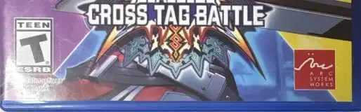 BlazBlue: Cross Tag Battle, the ESRB box on its front