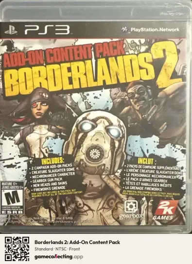 Borderlands 2: Add-On Content Pack PlayStation 3, NTSC box front