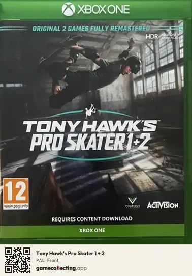 Tony Hawk's Pro Skater 1 + 2 Xbox One, PAL box front